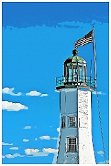 Scituate Lighhouse Tower in Massachusetts - Digital Painting